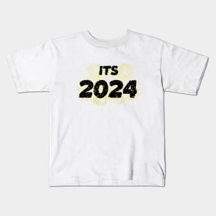funny its 2024 new year gift time flies for family Kids T-Shirt
